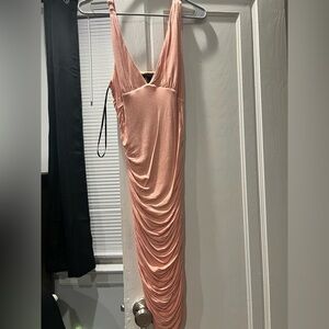 Elegant Peach Draped Dress